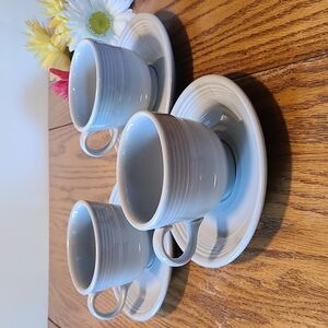 Fiesta gray cups & saucers - Set of 3